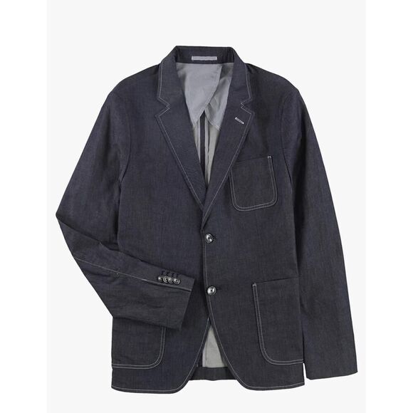 Michael Kors Mens Chambray Two Button Blazer Jacket, Blue, 42 Regular - Picture 1 of 12